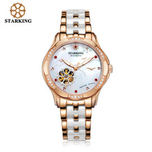 Load image into Gallery viewer, STARKING 34mm Automatic Watch Rose Gold Steel Case Vogue Dress Watches Skeleton Transparent Watch Women Mechanical Wristwatches